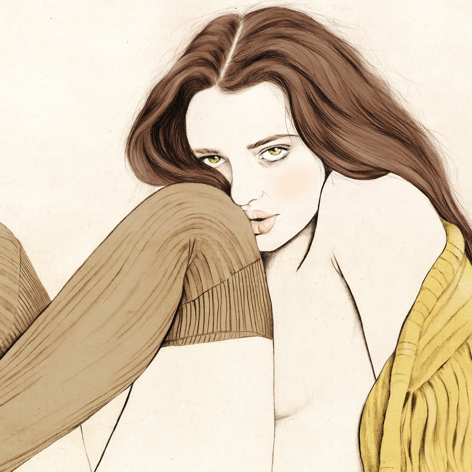 Beautiful nude girl illustration by Melbourne based illustrator Kelly Thompson